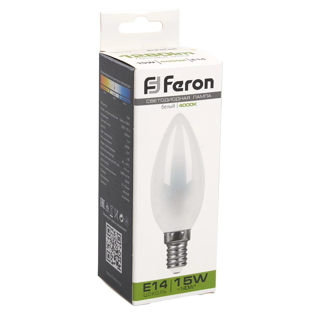 Лампа светодиодная Feron LB-717 Свеча E14 15W 230V 4000K (38257) - Viokon.com