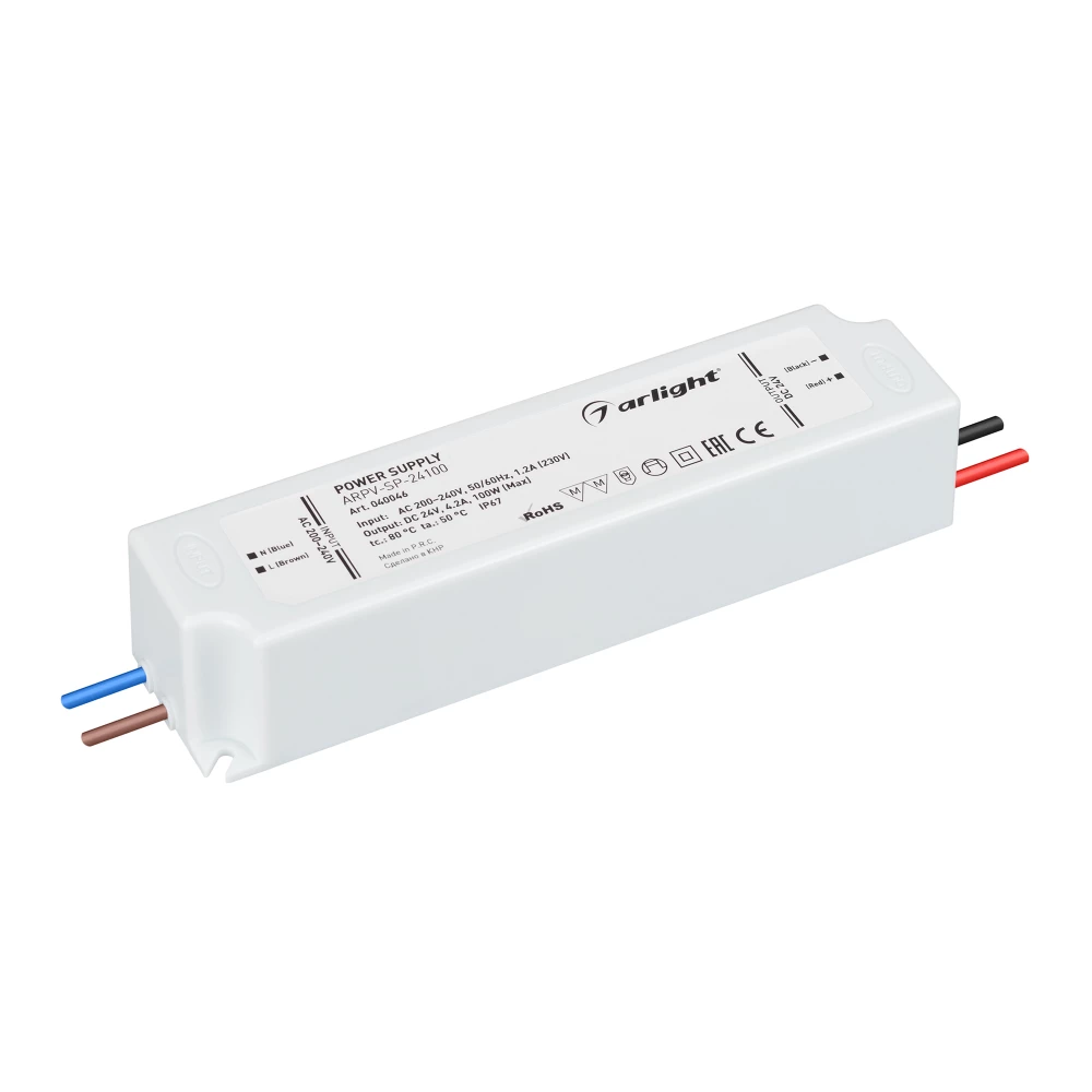 Блок питания ARPV-SP-24100 (24V, 4.2A, 100W) (Arlight, IP67 Пластик, 5 лет) 040046 - Viokon.com