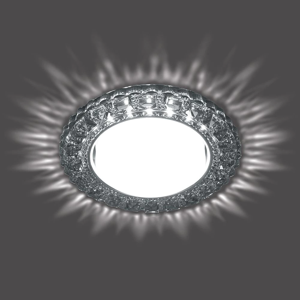 Светильник встраиваемый с белой LED подсветкой Feron CD4045 потолочный GX53 без лампы, серый, хром (41411) - Viokon.com