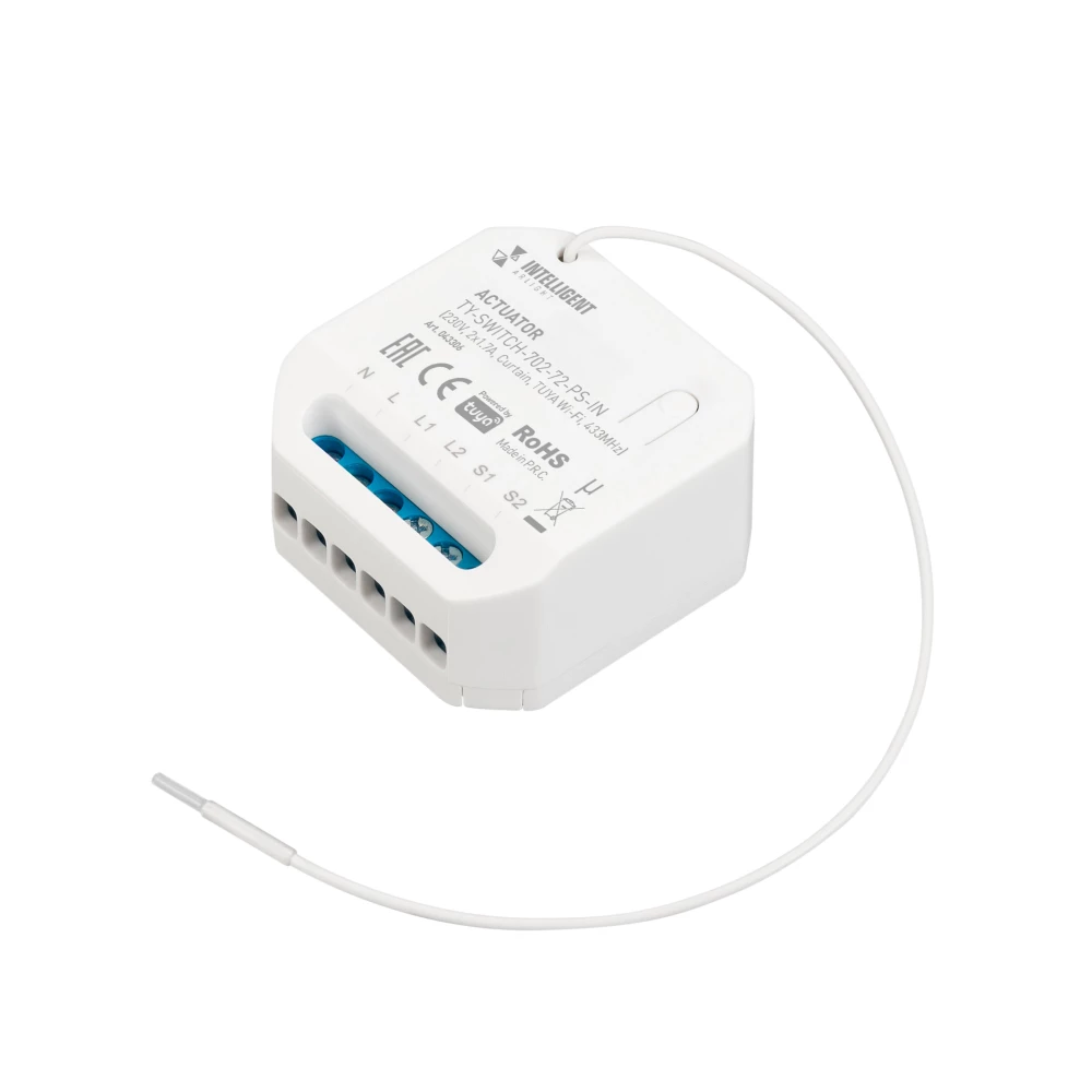 INTELLIGENT ARLIGHT Актуатор TY-SWITCH-702-72-PS-IN (230V, 2x1.7A, Curtain, TUYA Wi-Fi, 433MHz) (IARL, IP20 Пластик, 3 года) 043306 - Viokon.com