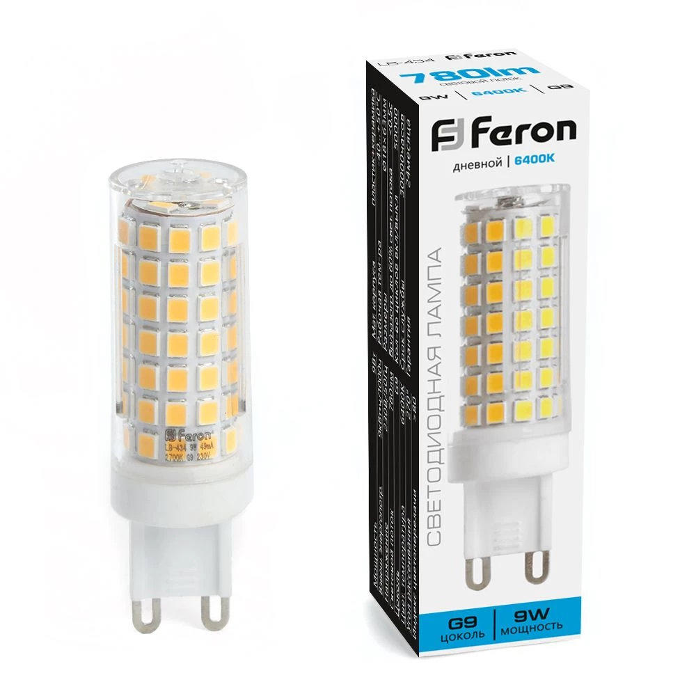 Лампа светодиодная Feron LB-434 G9 9W 175-265V 6400K (38148) - Viokon.com