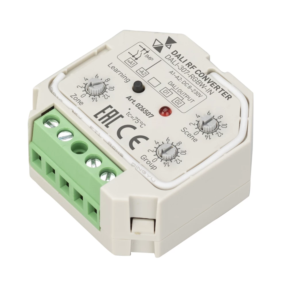 INTELLIGENT ARLIGHT Конвертер RF-сигнала DALI-307-RGBW-IN (DALI-BUS, RF, PUSH) (IARL, -) 026507 - Viokon.com
