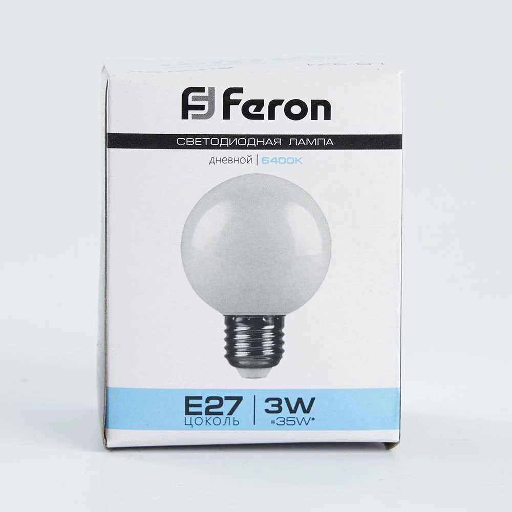 Лампа светодиодная Feron LB-371 Шар E27 3W 230V 6400K матовый (25902) - Viokon.com