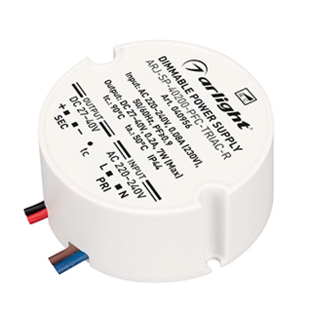 Блок питания ARJ-SP-40200-PFC-TRIAC-R (7W, 27-40V, 200mA) (Arlight, IP44 Пластик, 5 лет) 040956 - Viokon.com