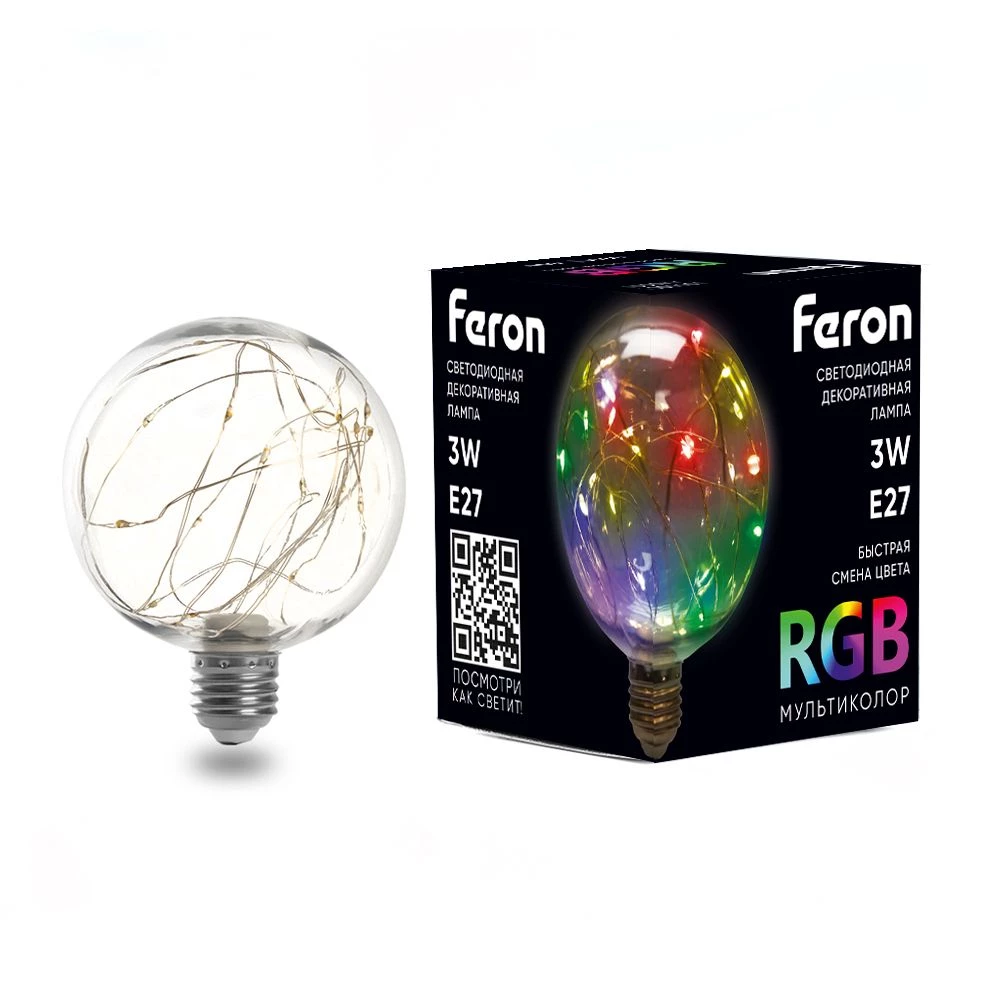 Лампа светодиодная Feron LB-382 E27 3W 230V RGB (41678) - Viokon.com