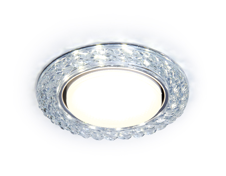 Встраиваемый точечный светильник GX53 с LED подсветкой G330 CL прозрачный GX53+3W(LED WHITE) D118*38 - Viokon.com
