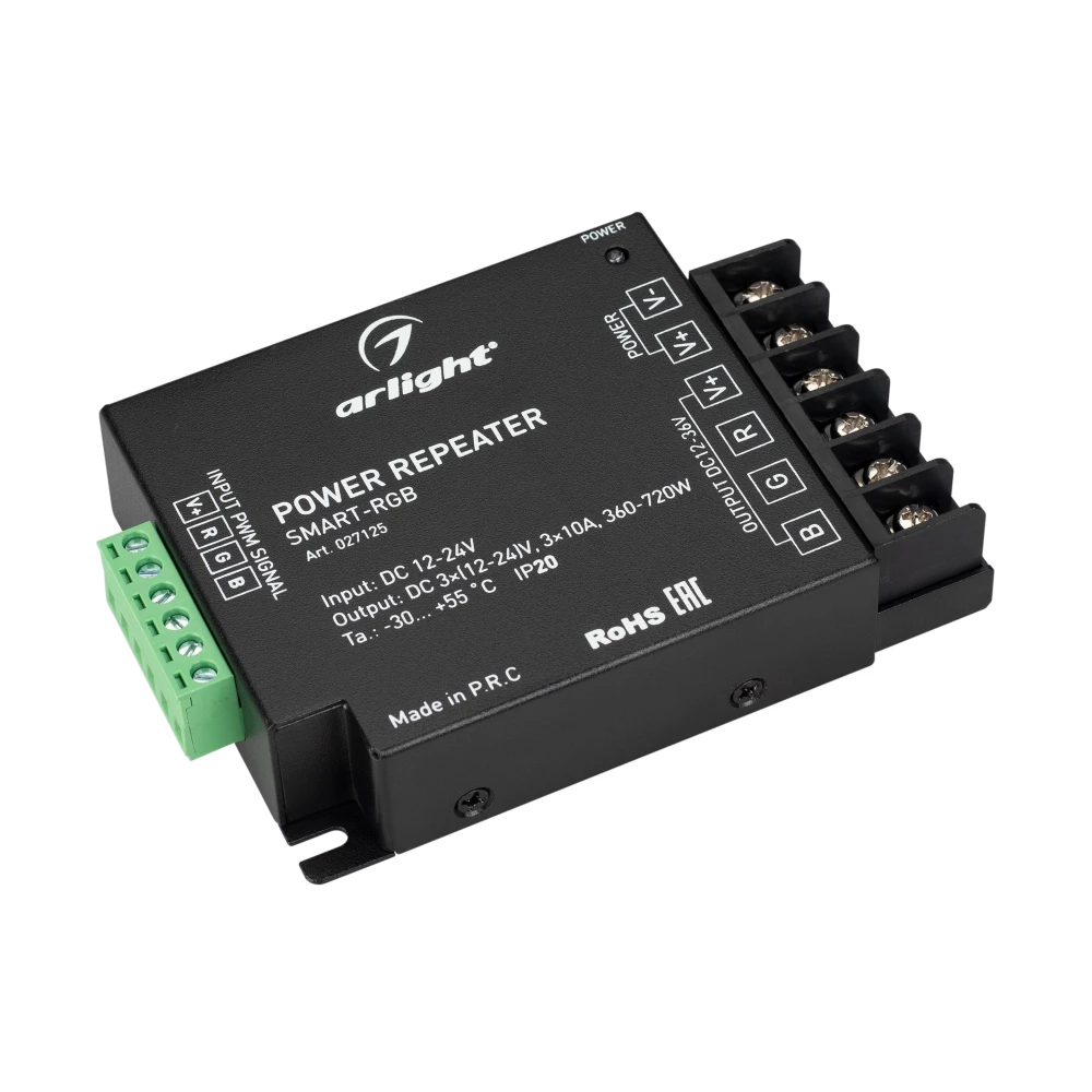 Усилитель SMART-RGB (12-24V, 3x10A) (Arlight, IP20 Металл, 5 лет) 027125 - Viokon.com