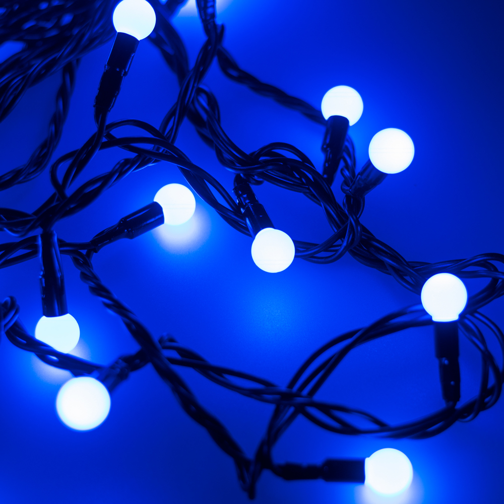 Светодиодная гирлянда ARD-BALL-CLASSIC-D13-5000-BLACK-50LED BLUE (230V, 3.5W) (Ardecoled, IP65) 025564 - Viokon.com