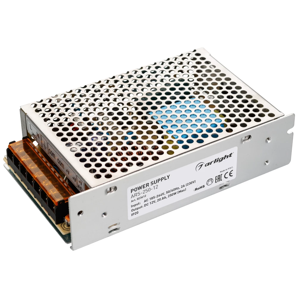 Блок питания ARS-250-12 (12V, 20,8A, 250W) (Arlight, IP20 Сетка, 2 года) 023612 - Viokon.com