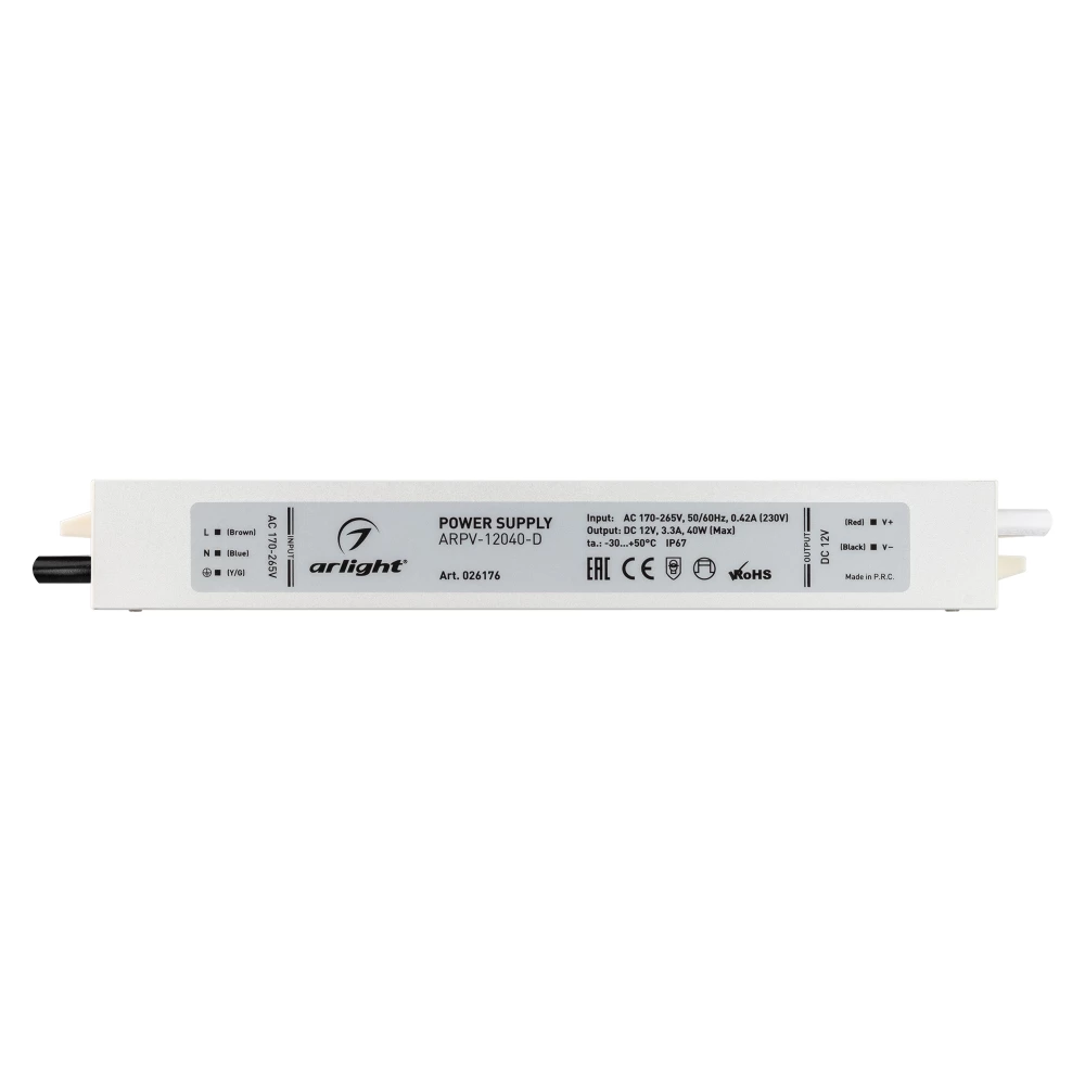 Блок питания ARPV-12040-D (12V, 3.3A, 40W) (Arlight, IP67 Металл, 3 года) 026176 - Viokon.com