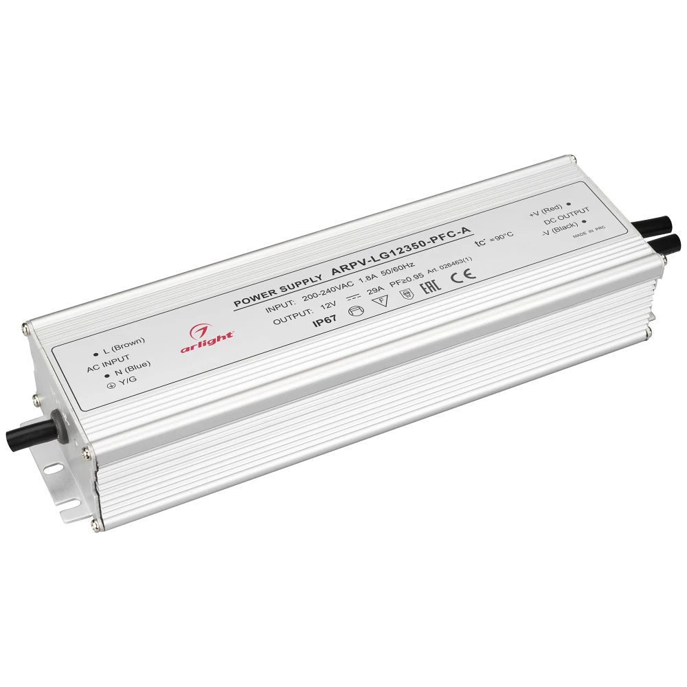 Блок питания ARPV-LG12350-PFC-A (12V, 29.0A, 350W) (Arlight, IP67 Металл, 5 лет) 026463(1) - Viokon.com
