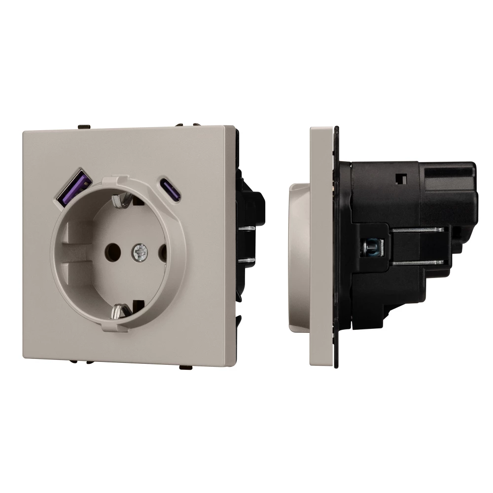 Механизм розетки с USB зарядкой SCT-NOBE-MUAC-SFPL-CA (230V, 16A) (Arlight, Кашемир) 059444 - Viokon.com