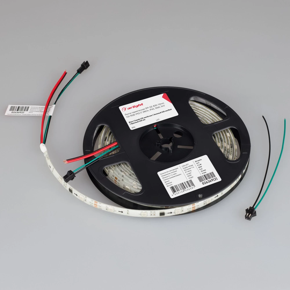 Лента герметичная SPI-SE-B30-10mm 12V RGB-PX3 (7.2W/m, IP65, 5060, 5m) (Arlight, бегущий огонь) 026369(2) - Viokon.com