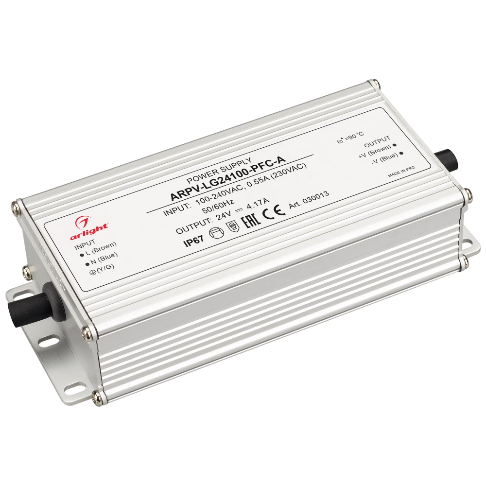 Блок питания ARPV-LG24100-PFC-A (24V, 4.17A, 100W) (Arlight, IP67 Металл, 5 лет) 030013 - Viokon.com