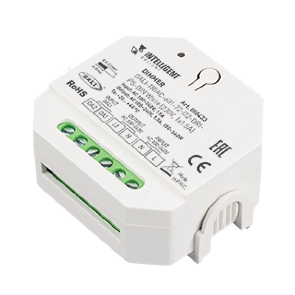 INTELLIGENT ARLIGHT Диммер DALI-TRIAC-601-72-D2-DRI-PS-DIN White (230V, 1x1.5A) (IARL, IP20 Пластик, 5 лет) 050433 - Viokon.com