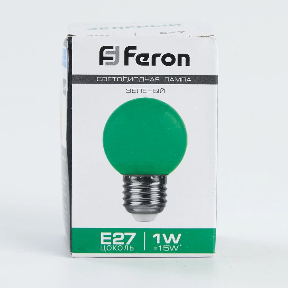 Лампа светодиодная Feron LB-37 Шарик матовый E27 1W 230V Зеленый (25117) - Viokon.com