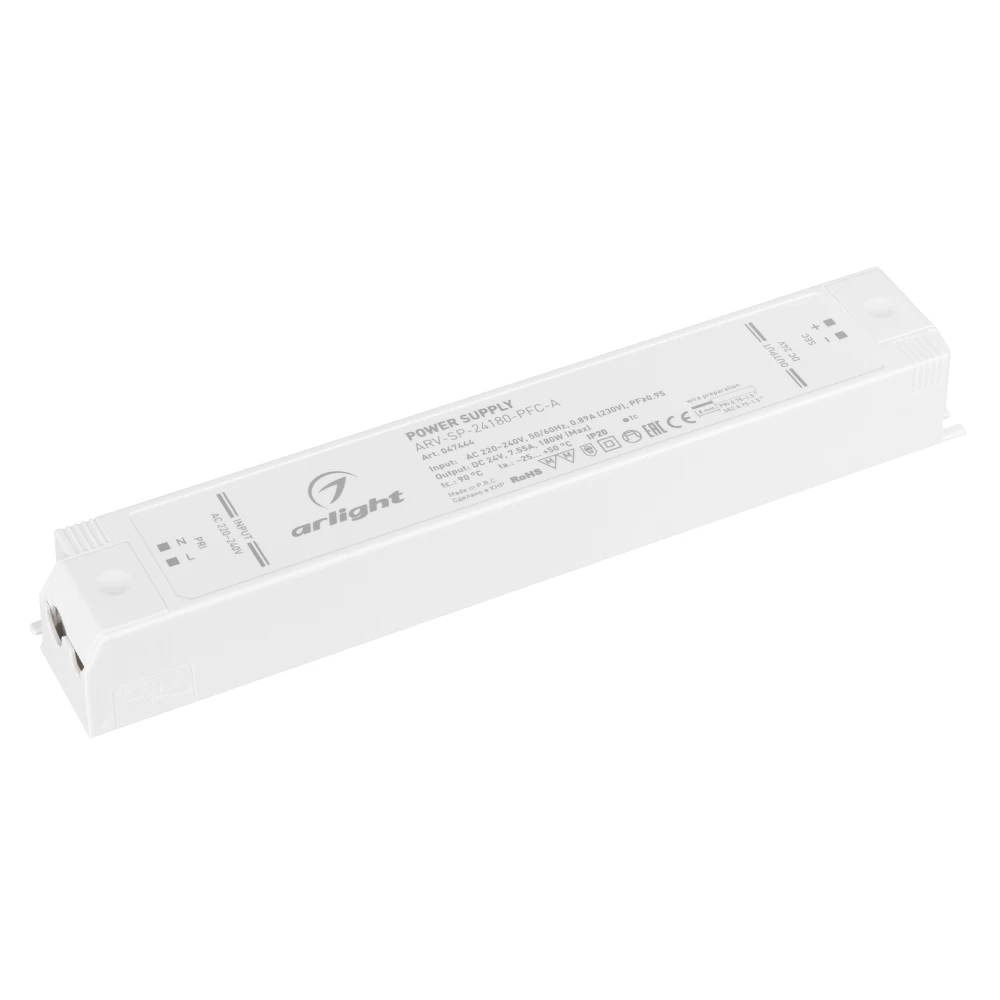 Блок питания ARV-SP-24180-PFC-A (24V, 7.5A, 180W) (Arlight, IP20 Пластик, 5 лет) 047444 - Viokon.com