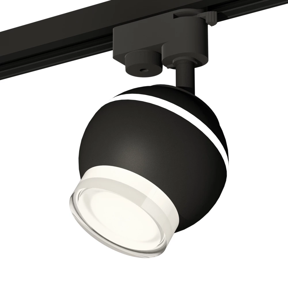 Комплект трекового однофазного светильника с подсветкой XT1102070 SBK/FR/CL черный песок/белый матовый/прозрачный GU5.3 LED 3W 4200K (A2521, C1102, N7160) - Viokon.com