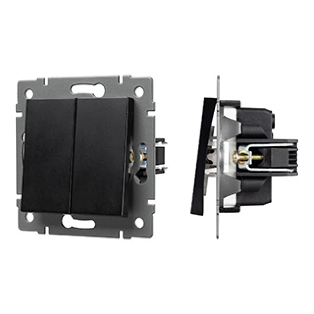 Механизм выключателя двухклавишный непроходной SWT-MK02-PL-BK-V (250V, 10A) (Arlight, -) 049888 - Viokon.com