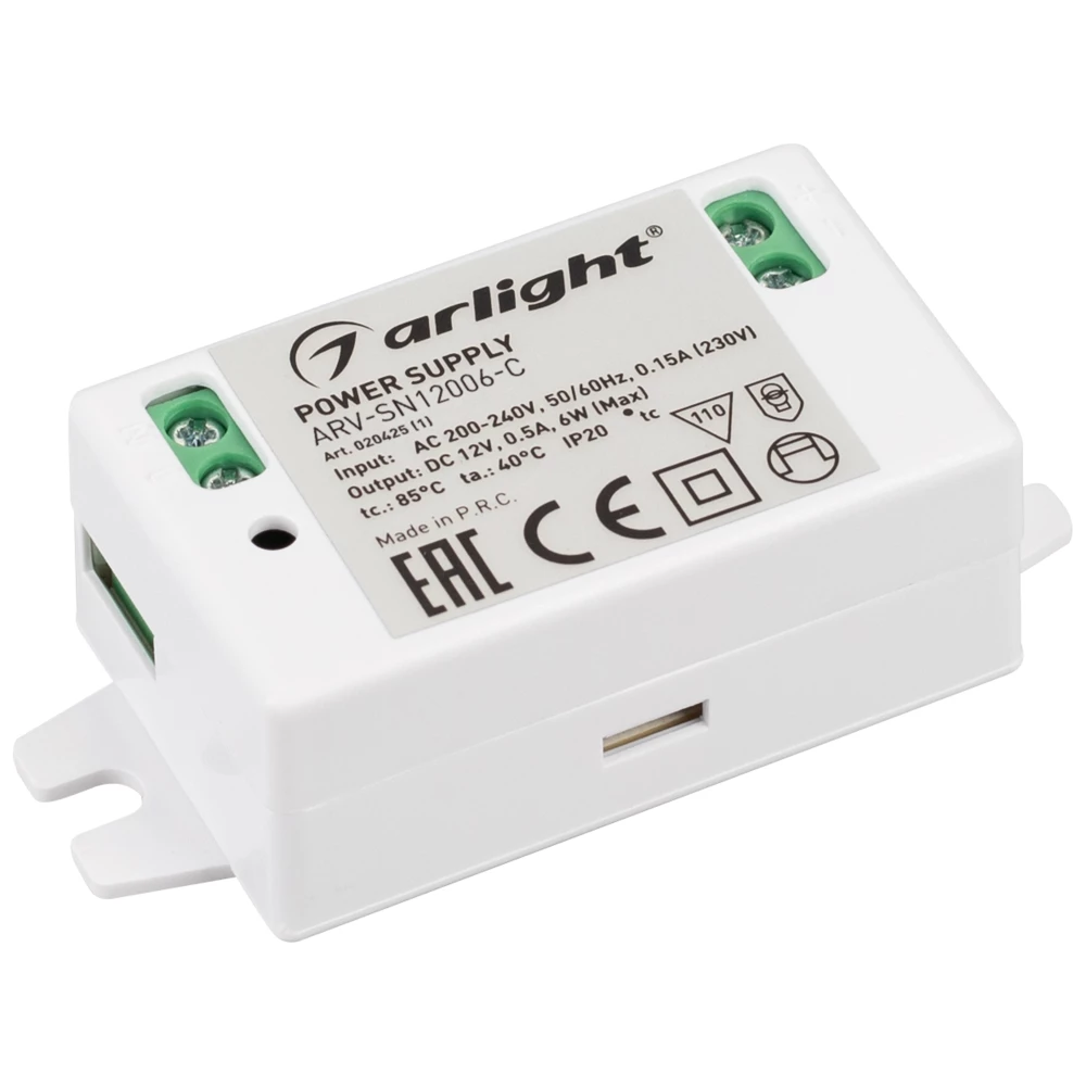 Блок питания ARV-SN12006-C (12V, 0.5A, 6W) (Arlight, IP20 Пластик, 3 года) 020425(1) - Viokon.com