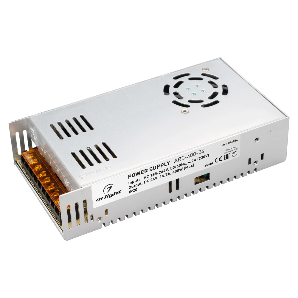 Блок питания ARS-400-24 (24V, 16,7A, 400W) (Arlight, IP20 Сетка, 2 года) 026864 - Viokon.com