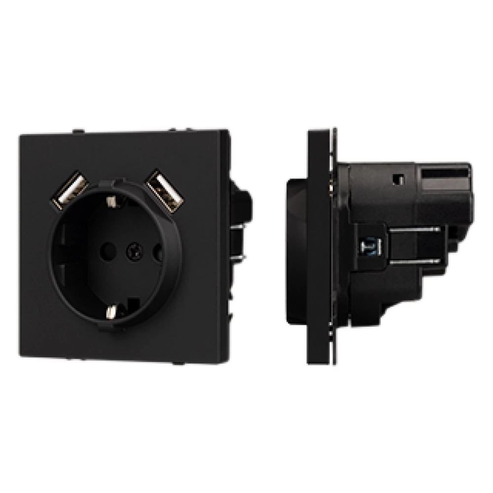 Механизм розетки с USB зарядкой SCT-NOBE-MUAA-SFPL-BK (230V, 16A) (Arlight, Черный оникс) 054289 - Viokon.com
