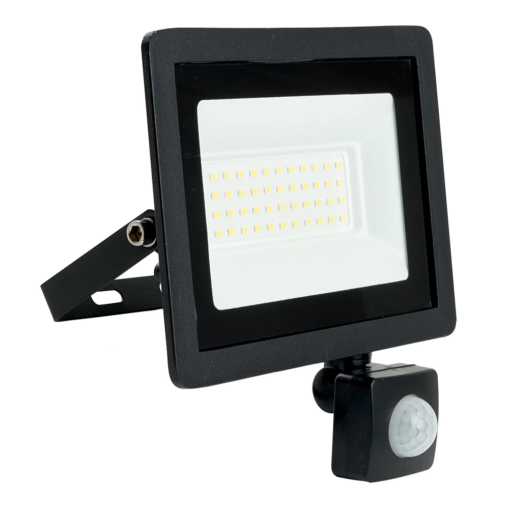 Светодиодный прожектор SAFFIT с выносным датчиком SFL80-50 IP65 50W 6400K черный (29524) - Viokon.com