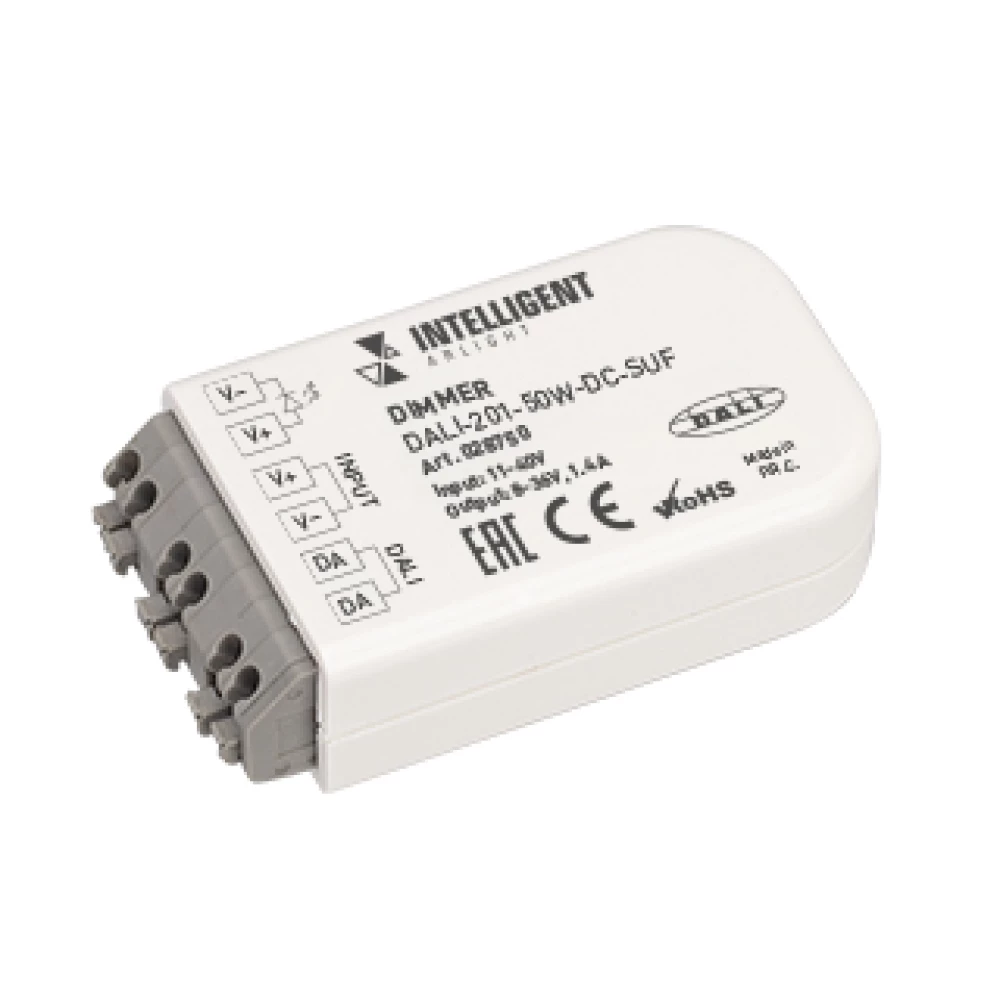 INTELLIGENT ARLIGHT Диммер DALI-201-50W-DC-SUF (11-50V DC, 1400mА) (IARL, IP20 Пластик, 3 года) 028750 - Viokon.com