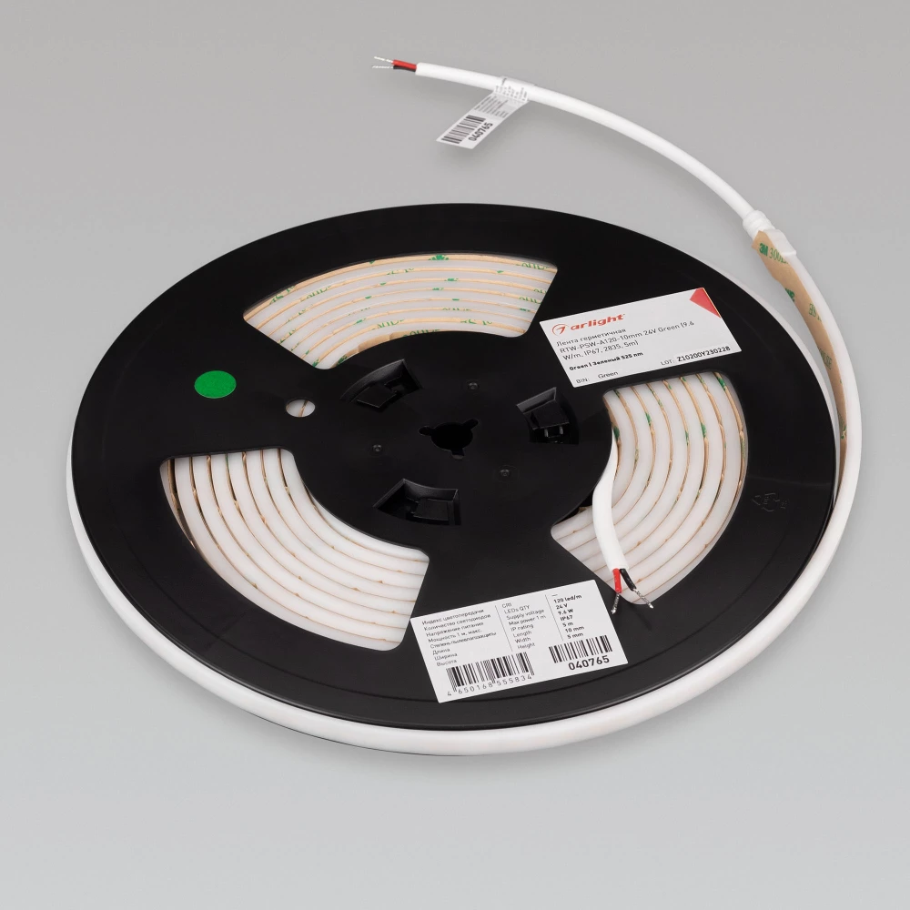 Лента герметичная RTW-PSW-A120-10mm 24V Green (9.6 W/m, IP67, 2835, 5m) (Arlight, 5 лет) 040765 - Viokon.com