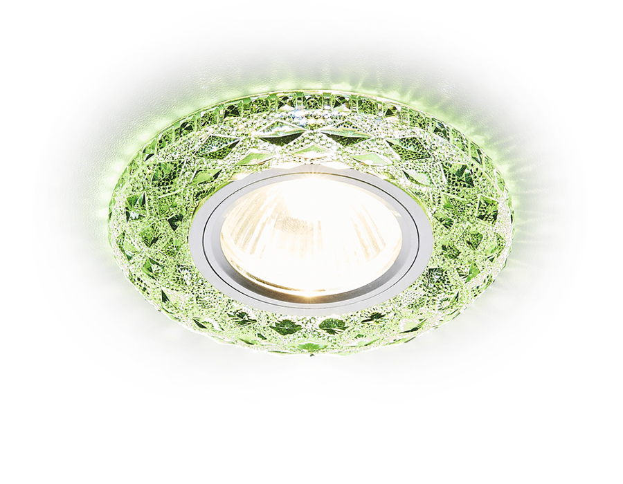 Встраиваемый точечный светильник MR16 с LED подсветкой S288 GR хром/изумруд хрусталь/MR16+3W(LED WHITE) - Viokon.com