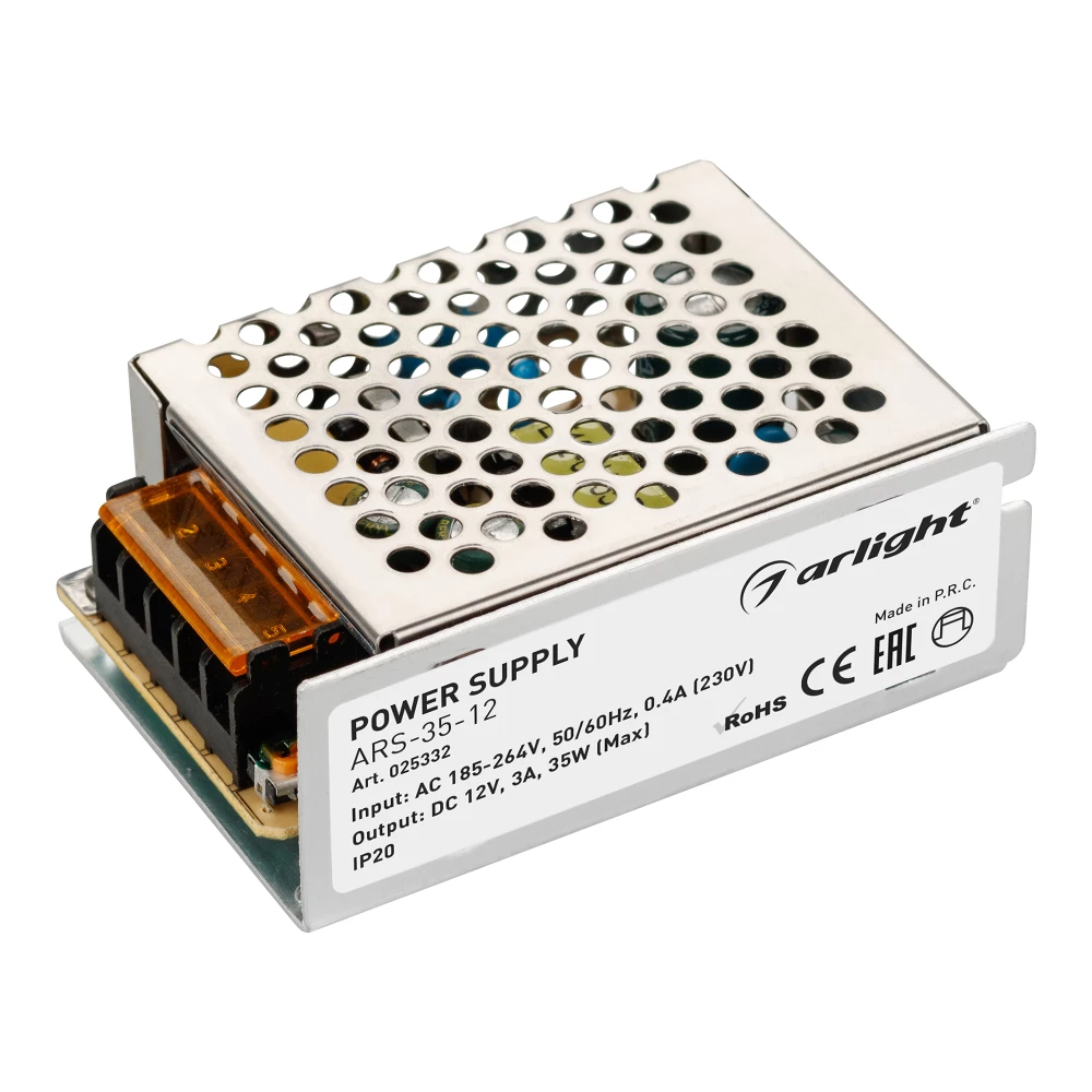 Блок питания ARS-35-12 (12V, 3A, 35W) (Arlight, IP20 Сетка, 2 года) 025332 - Viokon.com