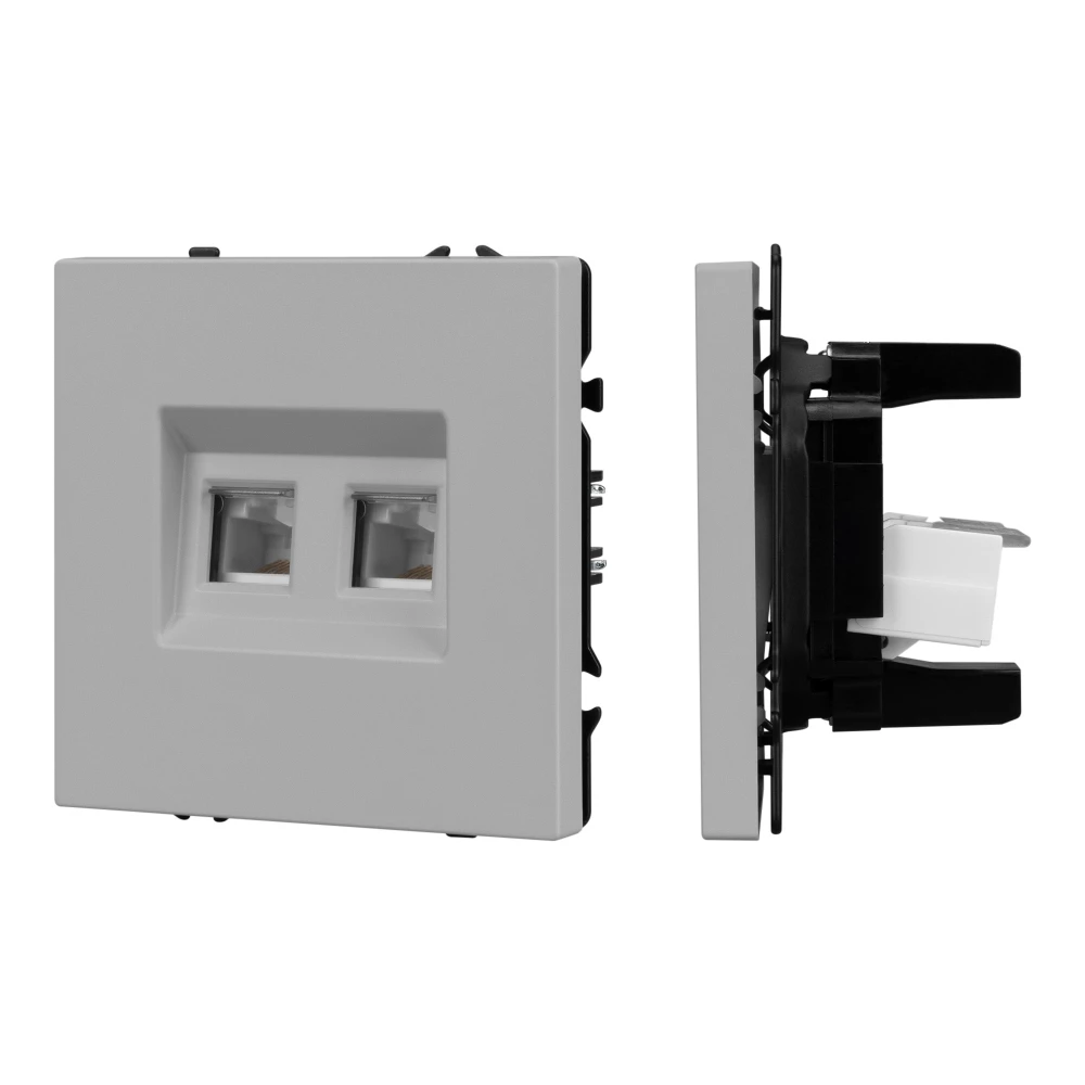 Механизм сдвоенной компьютерной розетки SCT-NOBE-MPC2-SFPL-IS (RJ-45, CAT6) (Arlight, Никель) 059451 - Viokon.com