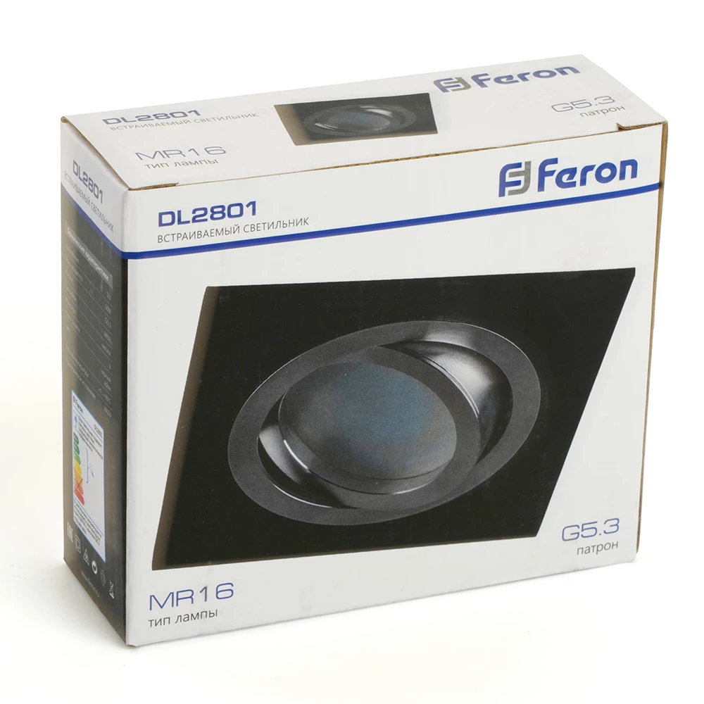 Светильник встраиваемый Feron DL2801 потолочный MR16 G5.3 черный-хром (32638) - Viokon.com