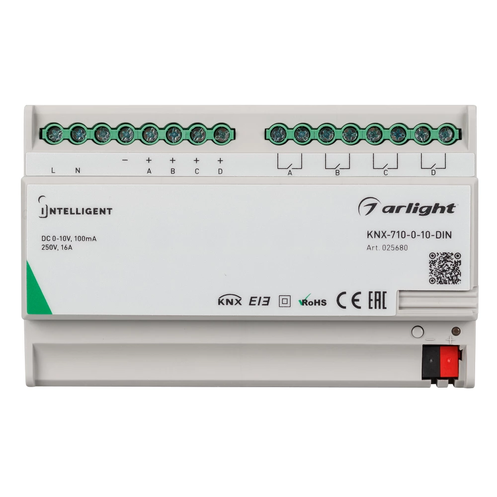 INTELLIGENT ARLIGHT Конвертер KNX-710-0-10-DIN (230V, 4x0/1-10, 4x16A) (IARL, IP20 Пластик, 2 года) 025680 - Viokon.com