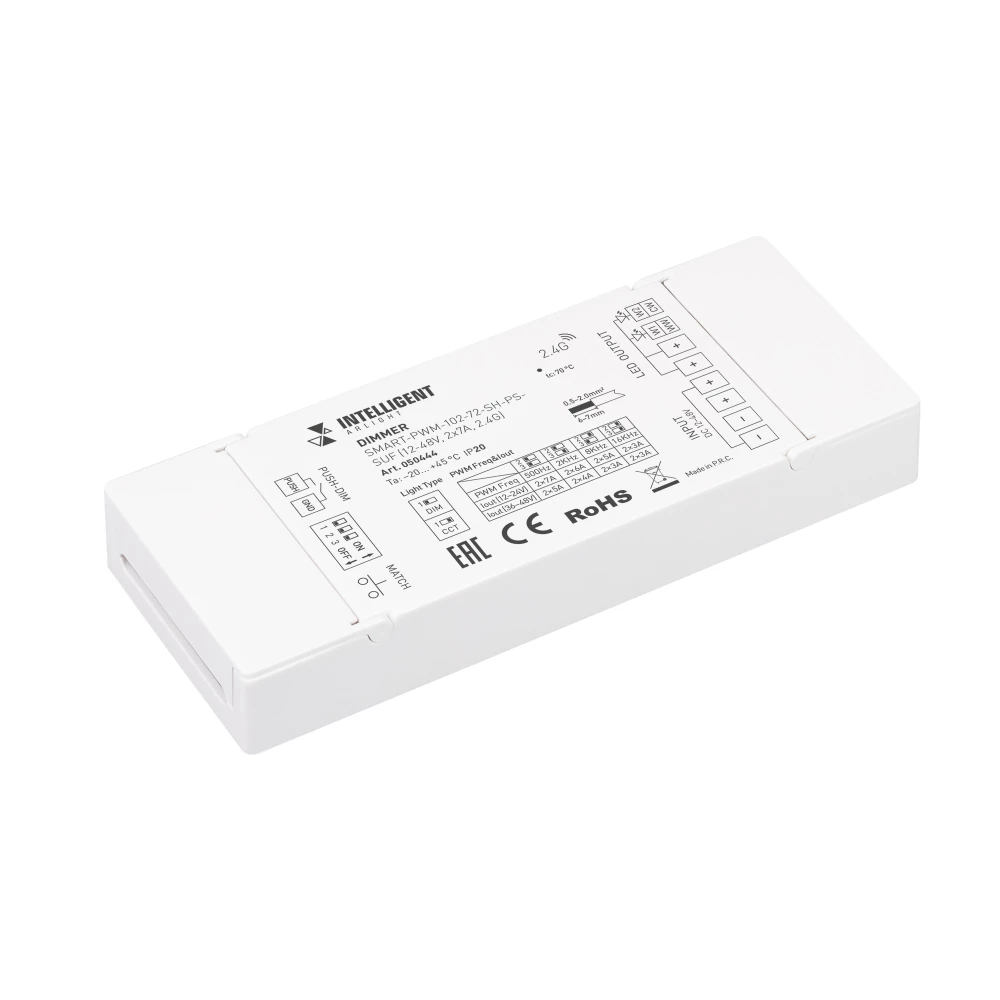 INTELLIGENT ARLIGHT Диммер SMART-PWM-102-72-SH-PS-SUF (12-48V, 2x7A, 2.4G) (IARL, Контроллер) 050444 - Viokon.com