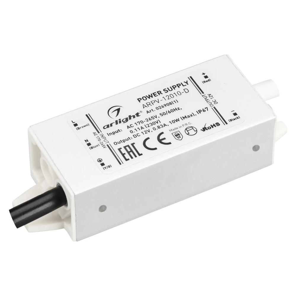 Блок питания ARPV-12010-D (12V, 0.83A, 10W) (Arlight, IP67 Металл, 3 года) 026908(1) - Viokon.com