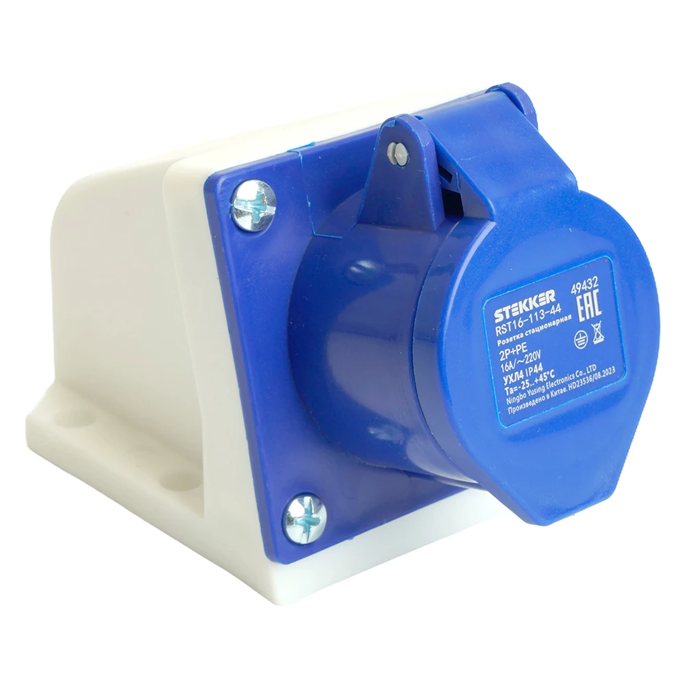 Розетка стационарная ST-113 16А 220В 2P+PE IP44, RST16-113-44, Stekker (49432) - Viokon.com