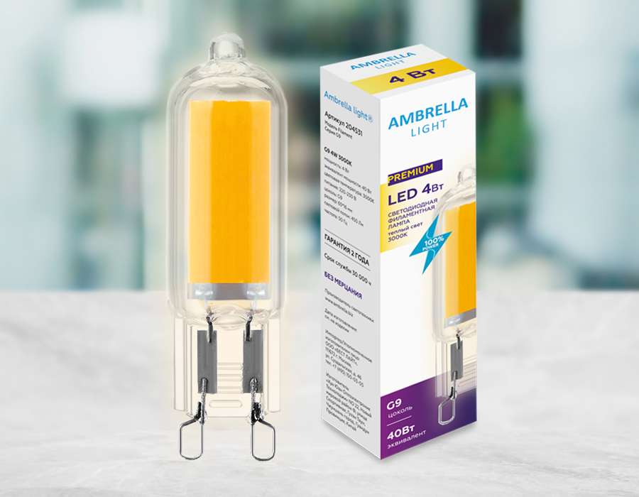 Светодиодная лампа G9 Капсула Лампа Filament LED G9 4W 3000K (40W) 220-230V - Viokon.com