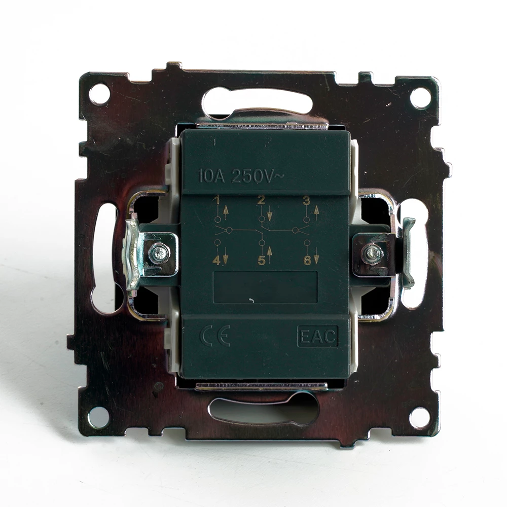 Переключатель 2-клавишный (механизм), STEKKER GLS10-7107-05, 250V, 10А, серия Катрин, черный (49167) - Viokon.com