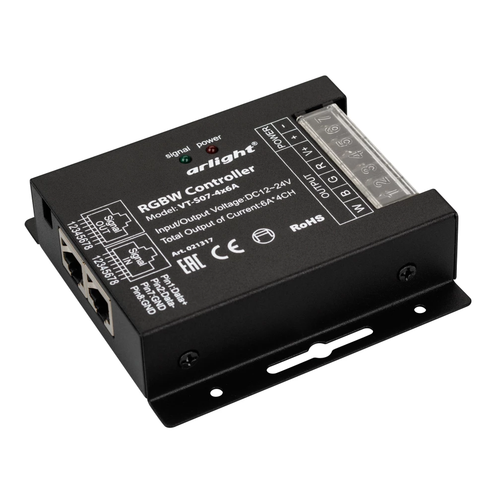 Контроллер VT-S07-4x6A (12-24V, ПДУ 24 кн, RF) (Arlight, IP20 Металл, 3 года) 021317 - Viokon.com