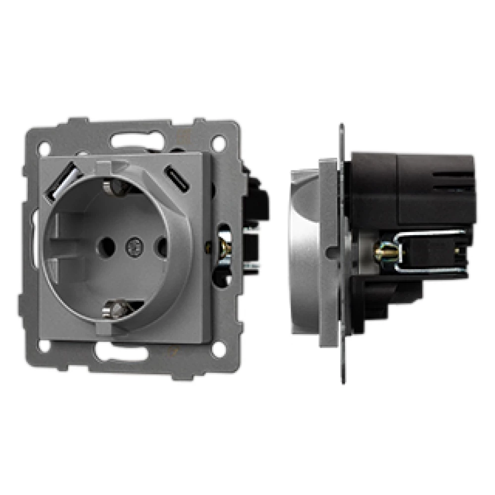 Механизм розетки с USB зарядкой SCT-MUAC-PL-GR-V (250V, 16A) (Arlight, -) 049831 - Viokon.com
