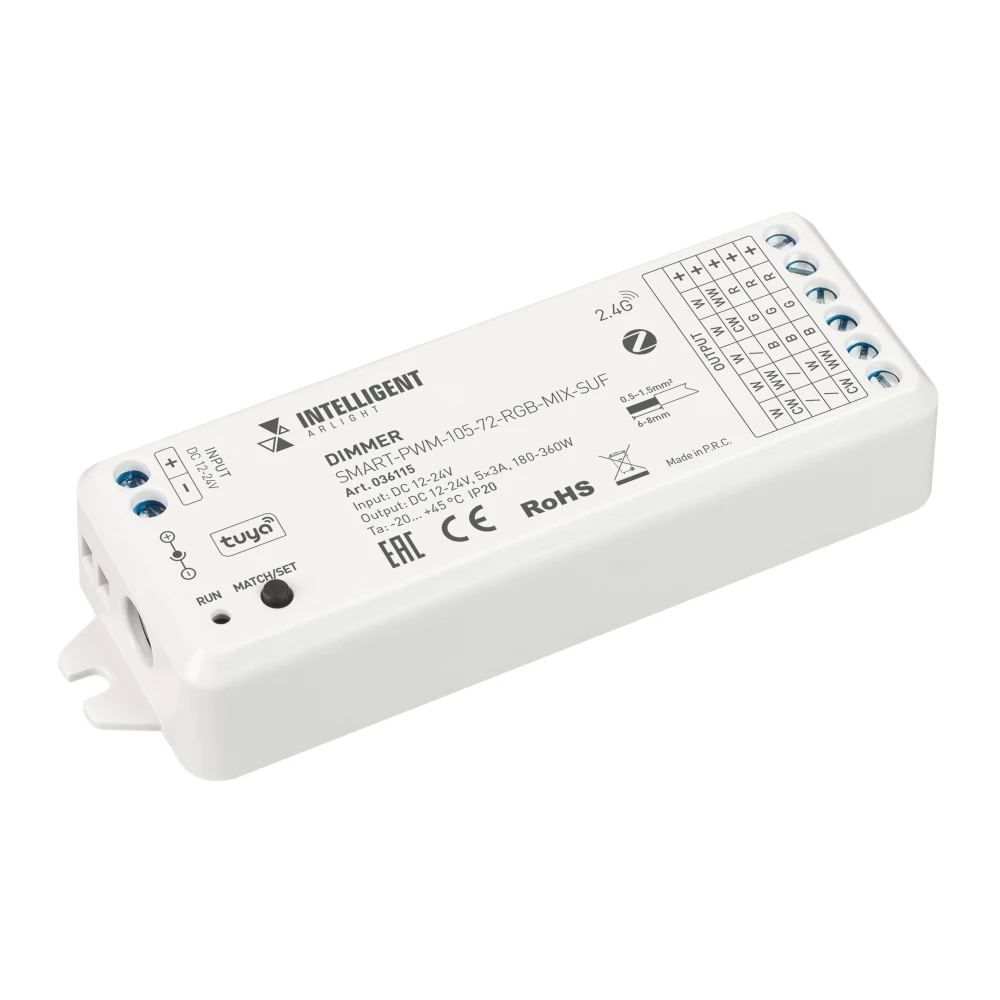INTELLIGENT ARLIGHT Диммер SMART-PWM-105-72-RGB-MIX-SUF (12-24V, 5x3A, ZB, 2.4G) (IARL, Контроллер) 036115 - Viokon.com