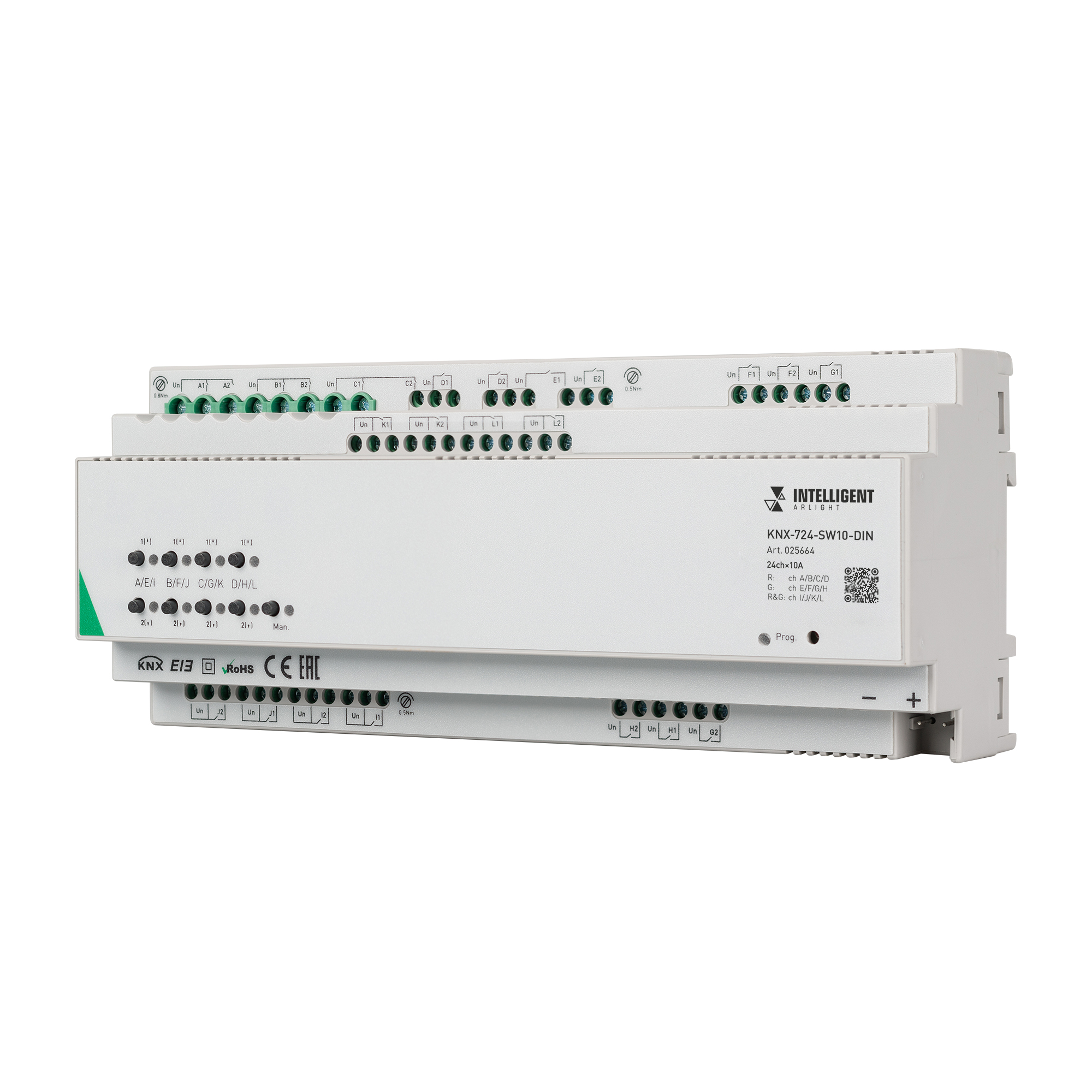 INTELLIGENT ARLIGHT Релейный модуль KNX-724-SW10-DIN (BUS, 24х10A) (Arlight, -) 025664 - Viokon.com