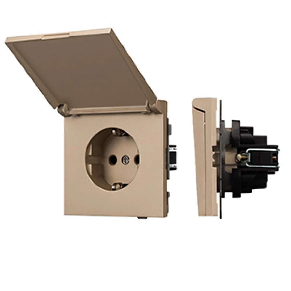 Механизм розетки влагозащищённый SCT-TENDO-MCP-PL-GD (230V, 16A) (Arlight, Песочный) 054093 - Viokon.com