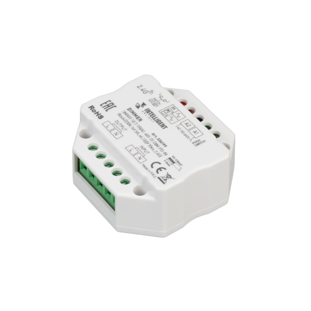 INTELLIGENT ARLIGHT Диммер SMART-SET-TRIAC-601-72-DIM-PD-IN Black (230V, 1x1.5A, x4, ПДУ 10кн, 2.4G) (IARL, IP20 Пластик, 5 лет) 036199 - Viokon.com