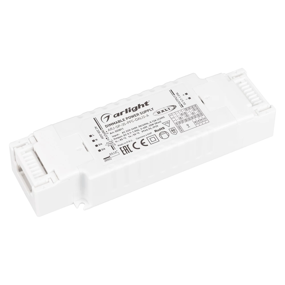 Блок питания ARJ-SP-35-PFC-DALI2-A (35W, 3-40V, 0.7-1.05 A) (Arlight, IP20 Пластик, 5 лет) 033811 - Viokon.com