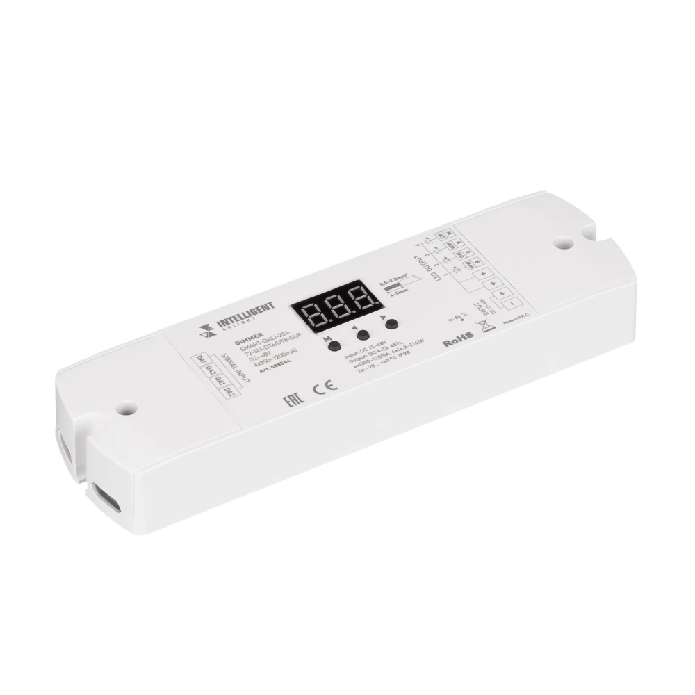 INTELLIGENT ARLIGHT Диммер SMART-DALI-204-72-SH-DT6/DT8-SUF (12-48V, 4x350-1200mA) (IARL, IP20 Пластик, 5 лет) 038544 - Viokon.com