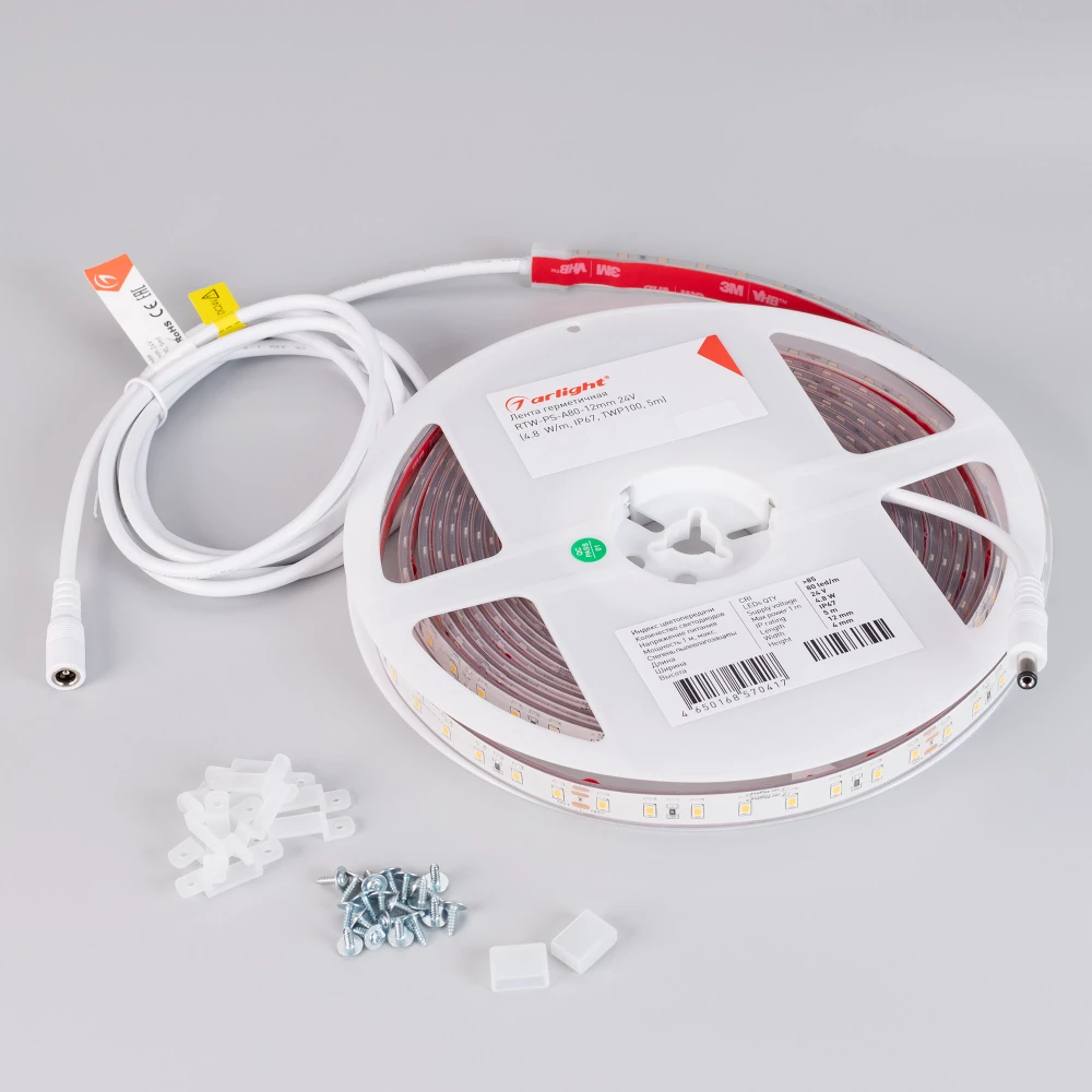 Лента герметичная RTW-PS-A80-12mm 24V Day4000 (4.8 W/m, IP67, TWP100, 5m) (Arlight, -) 045161 - Viokon.com