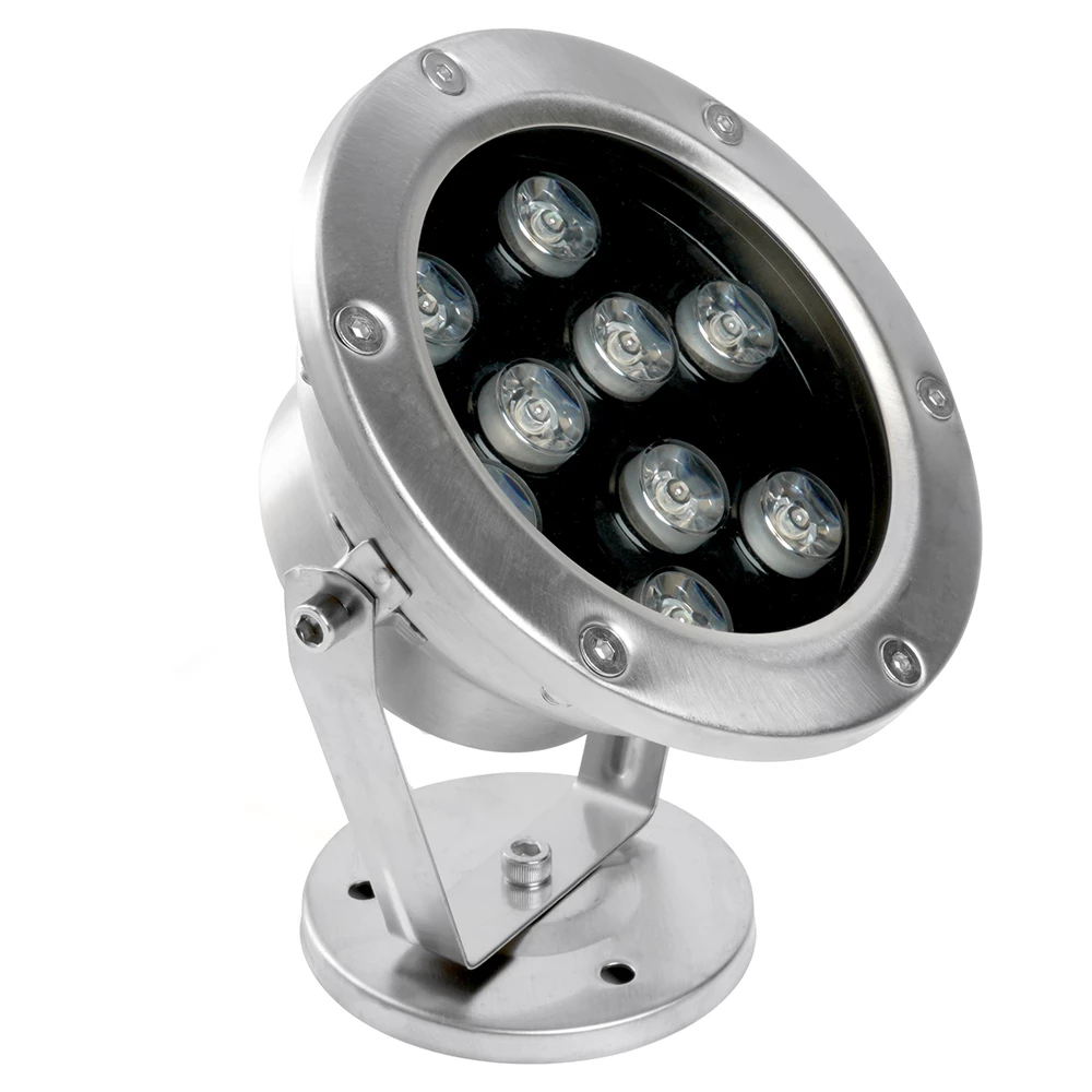 Светодиодный прожектор подводный Feron LL-824, 9W, AC/DC24V, низковольтный, 2700K, металлик, 140*80*160mm, IP68 (48457) - Viokon.com