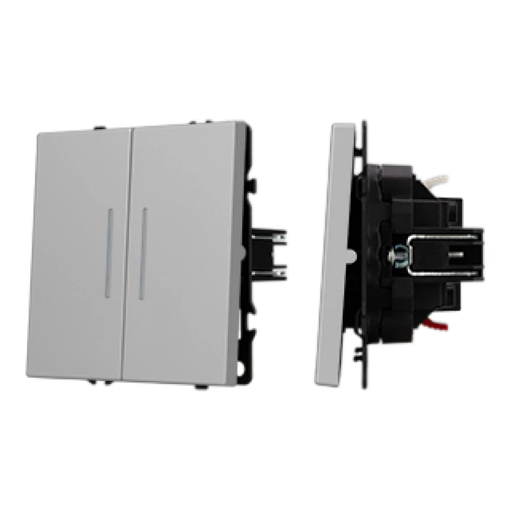 Механизм выключателя двухклавишный проходной LED SWT-NOBE-MKP2-SFPL-L-IS (230V, 10A) (Arlight, Никель) 059415 - Viokon.com
